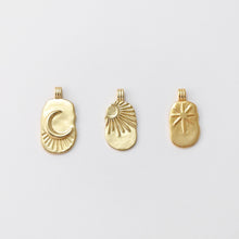 Load image into Gallery viewer, Gold Sun Charm, Moon Charm, Star Charm, Sun With Rays Pendant, 18K Gold Plated, Necklace Making Charm, Jewelry Findings