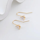 18K Gold Plated Ear Wires, Triangular Cubic Pave Earring Hooks, Nickel Free, Fish Hooks, Ear Wires for Jewelry Making ZX310