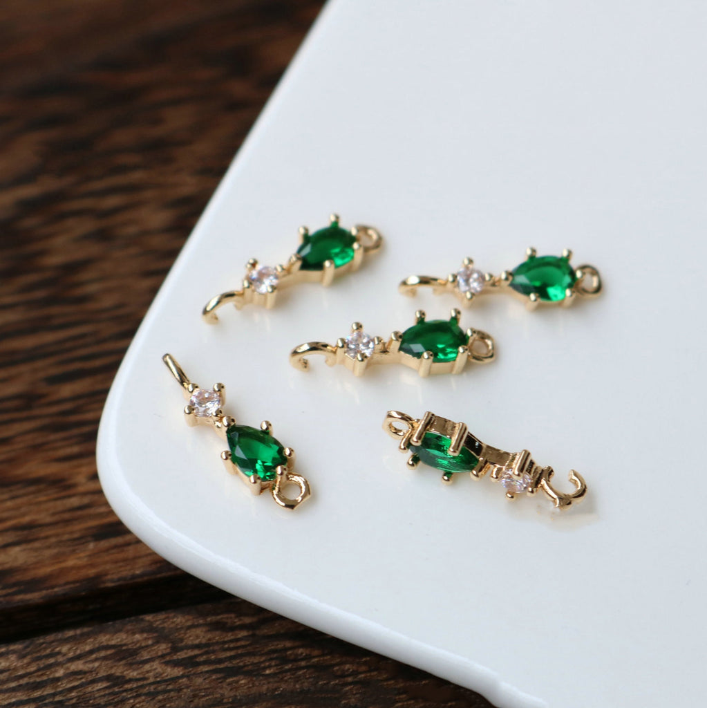 10pcs- Crystal Teardrop Charms, 8 colors You Choose, 14K Gold Plated Teardrop Pendant, 5*17mm, Jewelry Findings HL107-F101