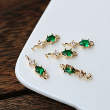 Load image into Gallery viewer, 10pcs- Crystal Teardrop Charms, 8 colors You Choose, 14K Gold Plated Teardrop Pendant, 5*17mm, Jewelry Findings HL107-F101