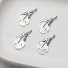 Load image into Gallery viewer, Feather Shell Pendant, Real Gold/Silver Plated, CZ Pave, Jewelry Making Findings GZ533