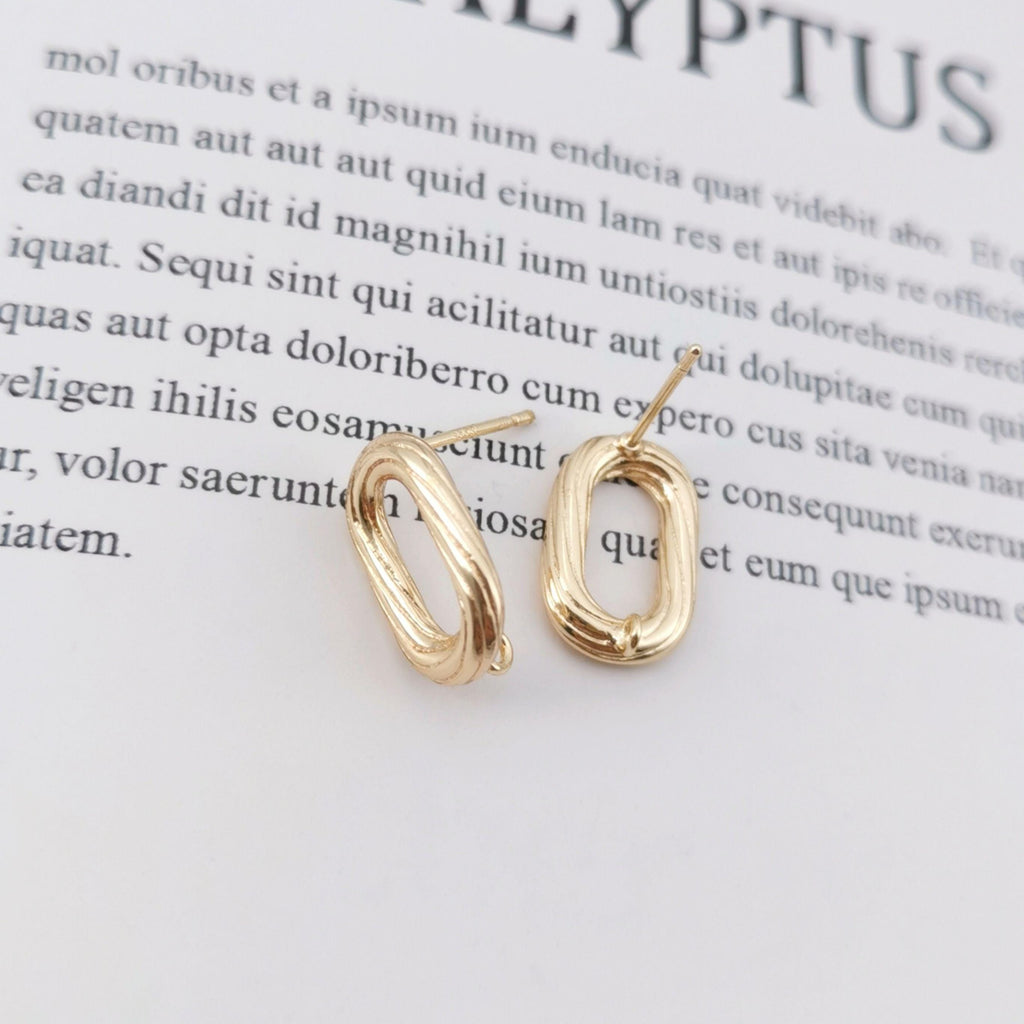 Poste para aretes ovalado cepillado sencillo, pasador para aretes de plata S925, pendiente de botón de oro/plata de 14 quilates con aros, accesorios para aretes sin níquel LL174-ZX7038