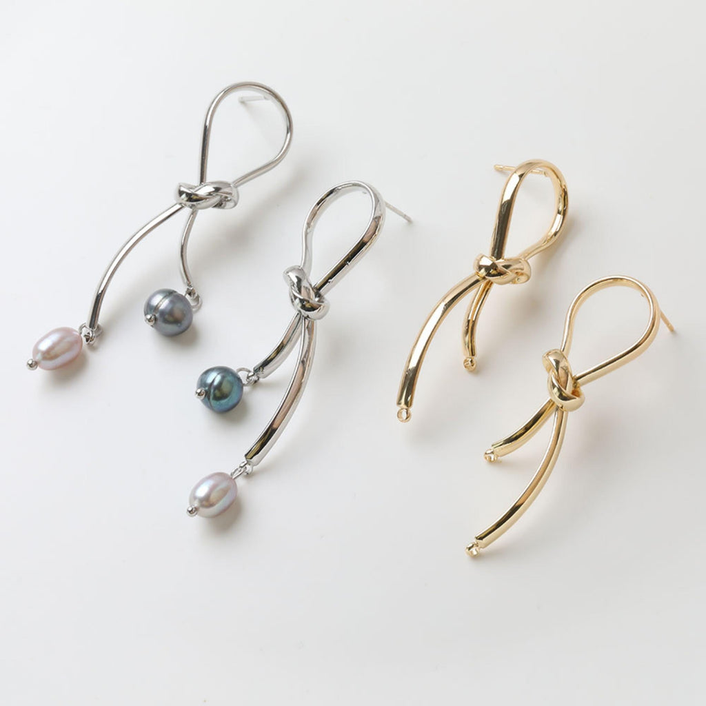 Gold Knot Earring Post, S925 Silver Ear Pin, Nickel Free Earrings, 14K Ear Stud, Tie The Knot Earring Findings GZ732