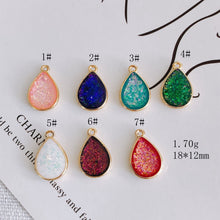 Load image into Gallery viewer, 10pcs Faux Opal Drop Pendant, Resin with Gold Foil, Bracelet Necklace Pendant, 14K Real Gold Plated, Jewelry Findings MY040-F220