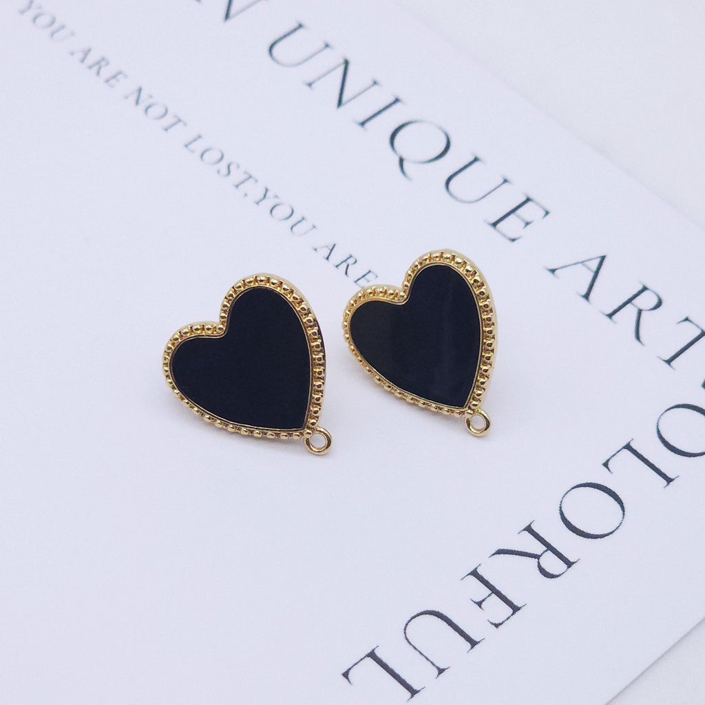 قرط على شكل قلب مطلي بالمينا، دبوس من الفضة الاسترلينية عيار 925، أقراط من الذهب عيار 14 قيراطًا خالية من النيكل، 17.5 × 16 مم، قرط على شكل قلب مع حلقة S20594