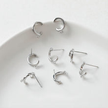 Load image into Gallery viewer, C Shape Earrings Post With Loop, 14K Gold, S925 Silver Ear Pin Nickel Free Earrings, Ear Stud Loop, Hypoallergenic Earring Findings GE049