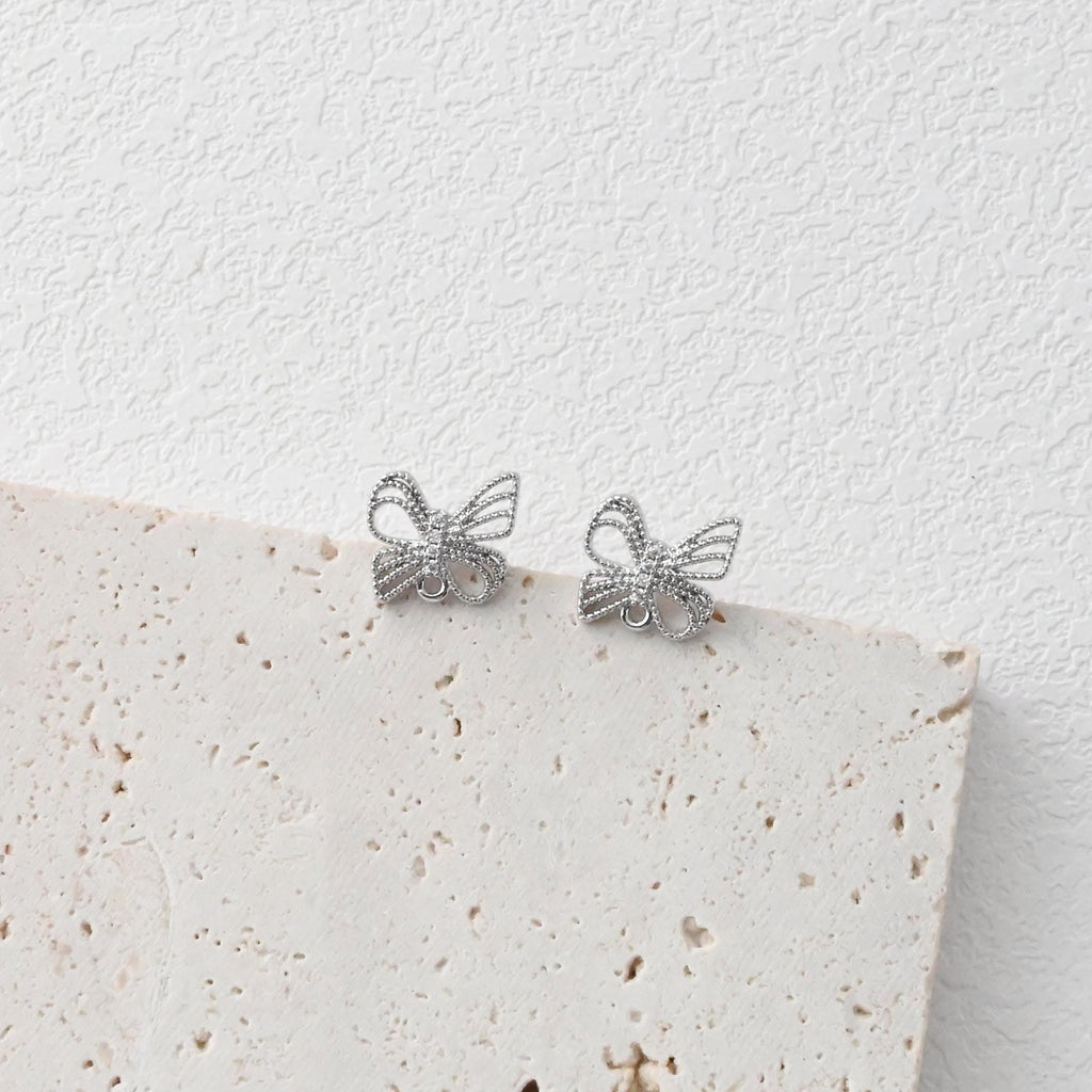 Butterfly Post Earring, 18K Real Gold Plated Brass Stud Earring With Loop, S925 Silver Pin, Nickel Free, Earring Finding D0416