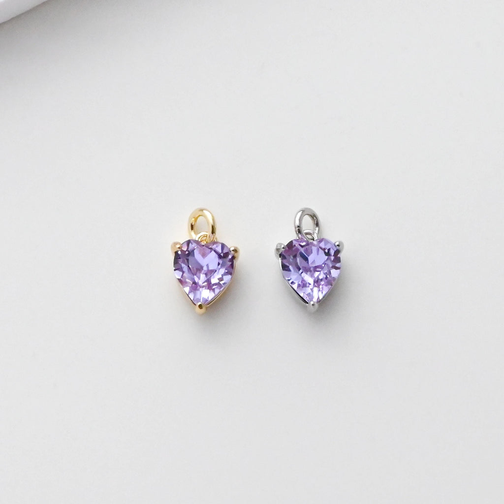 Heart Charms, Cubic Zircon Stone Charm, Shiny Crystal Pendant, 18K Gold Plated Charms, For Necklace Making,Jewelry Findings S1400