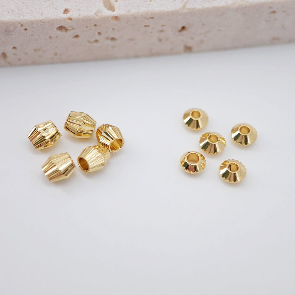 20PCS- Gear Spacer Beads, Geometric beads, 4mm, 18K Gold Beads, Dainty Bracelet Necklace Making Beads, Jewelry Finding S225