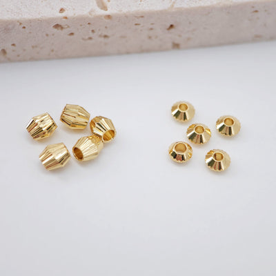20PCS- Gear Spacer Beads, Geometric beads, 4mm, 18K Gold Beads, Dainty Bracelet Necklace Making Beads, Jewelry Finding S225