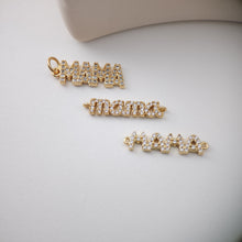Load image into Gallery viewer, Cubic MAMA Connector, 18K Gold Plated Micro CZ Pave Connector Charm, Necklace Making Findings, Jewelry Finding Gift for Mom S1125