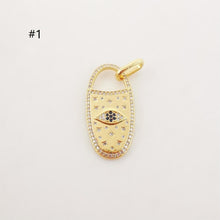 Cargar imagen en el visor de la galería, Dije rectangular de ojo turco cúbico, chapado en oro de 18 quilates con micro circonitas pavé, ideal para hacer collares, accesorios de joyería S20226