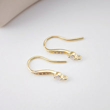 Load image into Gallery viewer, 18K Gold Plated Ear Wires, Cubic Pave Earring Hooks, Nickel Free, Fish Hooks, Ear Wires for Jewelry Making D0175
