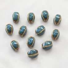 Cargar imagen en el visor de la galería, 5 cuentas espaciadoras ovaladas, colgante ovalado de cerámica, cuentas de cerámica para hacer joyas, hallazgos de cuentas DIY GZ434