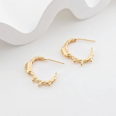 Twisted C Shape Earrings Post With 3 Loops, 14K Gold Plated, S925 Silver Ear Pin Nickel Free Earrings, Earring Findings ZX288