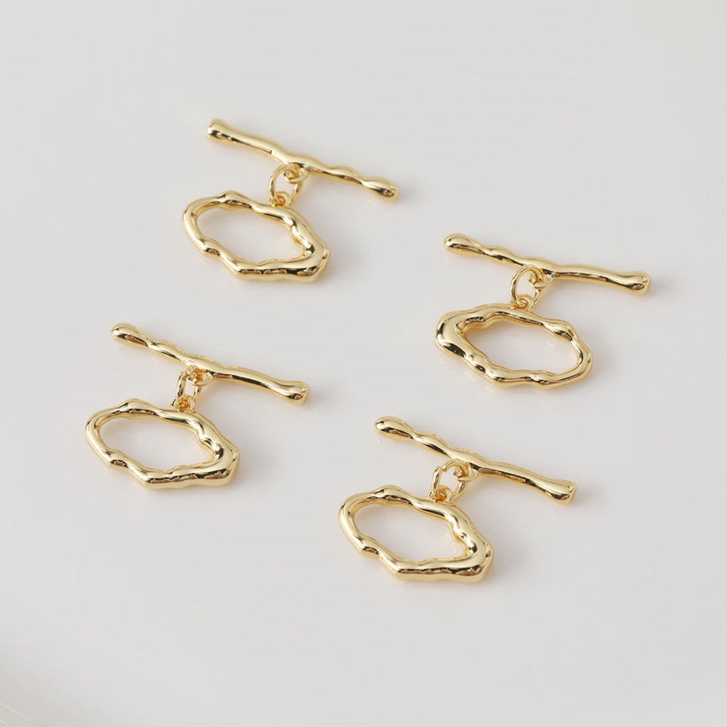 Irregular OT Toggle Clasps, One Set, 14K Gold Plated OT Buckle, 14k Gold/Silver, Necklace Closure, Connectors Clasps ZZ044