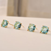 Cargar imagen en el visor de la galería, Pendiente cuadrado multisección con aro, circonita cúbica, pasador de plata S925 sin níquel, pendiente de botón dorado, accesorios hipoalergénicos LL158