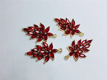 Load image into Gallery viewer, CZ Pave Leaf Charm, Cubic Zircon Crystal Leaf Pendant, CZ Earring Charms,  Real Gold Plated Brass Earring Charms, Jewelry Finding ZR016-F039