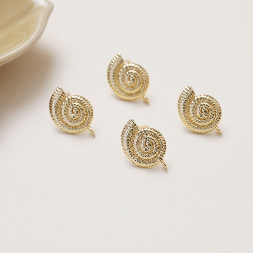 Shell Ear Post With Loop, S925 Silver Ear Pin Nickel Free, Gold/Silver Ear Stud, Hypoallergenic Earring Findings BB128-ZX163