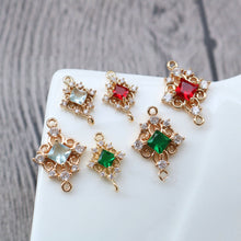 Load image into Gallery viewer, 10pcs Charm with two loops, Boho Pendant, Cubic Pave Pendant,  Necklace Making, Gold Plated Jewelry Findings HL121-F006