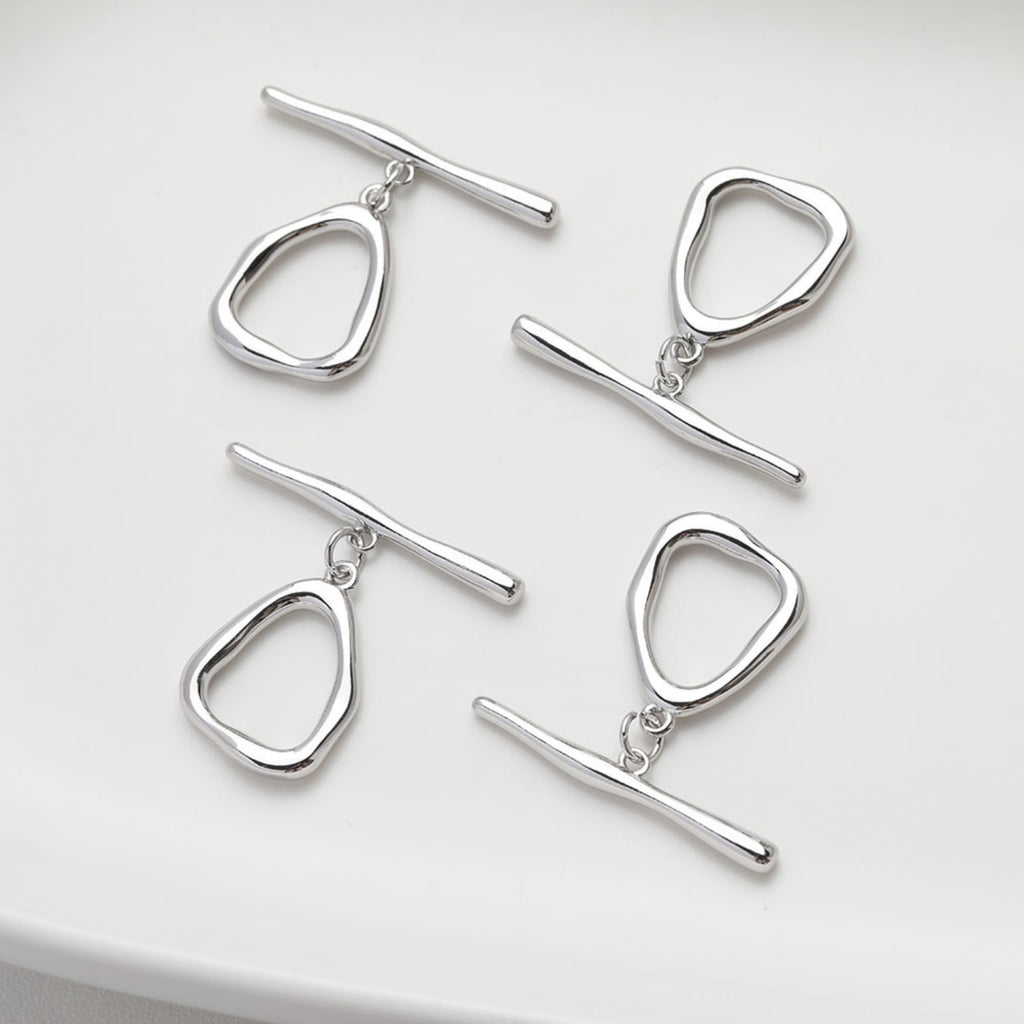 OT Toggle Clasps, One Set, Irregular Beads, 14K Gold Plated OT Buckle, Silver Clasp, Necklace Closure, Connectors Clasps GZ523