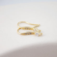 Load image into Gallery viewer, 18K Gold Plated Ear Wires, Cubic Pave Earring Hooks, Nickel Free, Fish Hooks, Ear Wires for Jewelry Making D0175