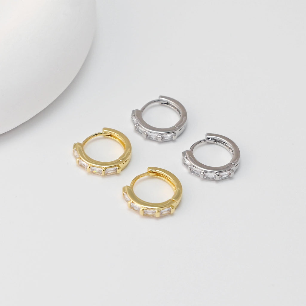 Cubic Zirconia Ear Hoop, Gold Plated Huggie Hoop Earring, Leverback Earring, DIY Earring  Findings, Handmade Earring Supplies D0512-D0555