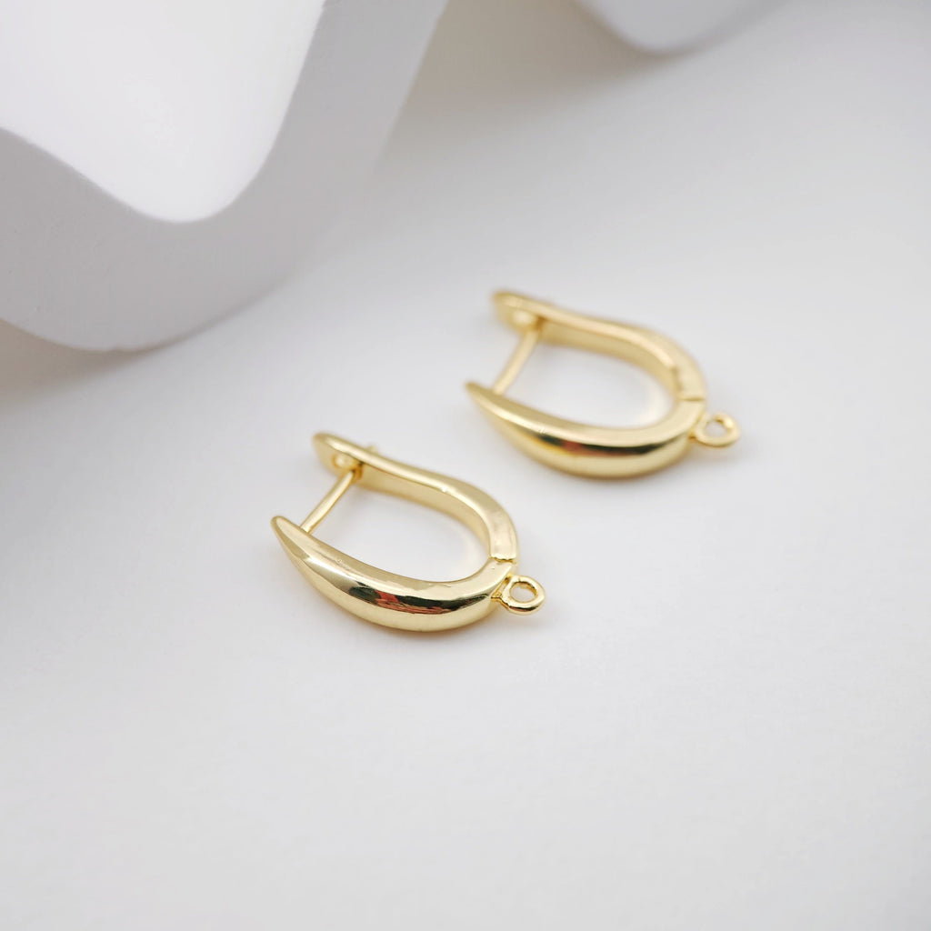 Polished English lock with loop, Gold/Rhodium Plated Earring hoop, Hypoallergenic & Nickel-Free，DIY Handmade Earring Findings Supplies D0087