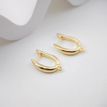 Load image into Gallery viewer, Polished English lock with loop, Gold/Rhodium Plated Earring hoop, Hypoallergenic &amp; Nickel-Free，DIY Handmade Earring Findings Supplies D0087