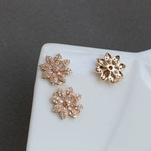 Load image into Gallery viewer, Sun Flower Charm, Cubic Zircon Crystal Flower Pendant, CZ Earring Charms,  Gold Plated Brass Earring Charms, Jewelry Findings HL014-F179