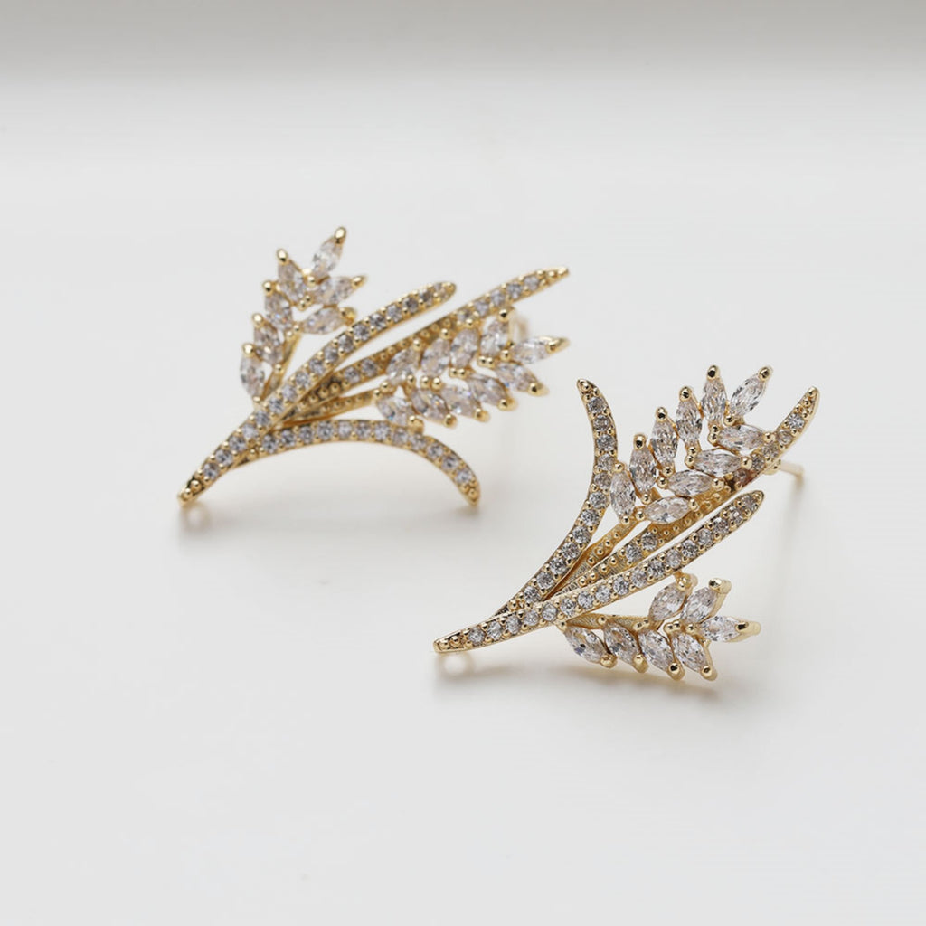 Wheat Earring Post With Loop, S925 Silver Ear Pin, Nickel Free Earrings, CZ Pave Ear Stud, Hypoallergenic Earring Findings GE118