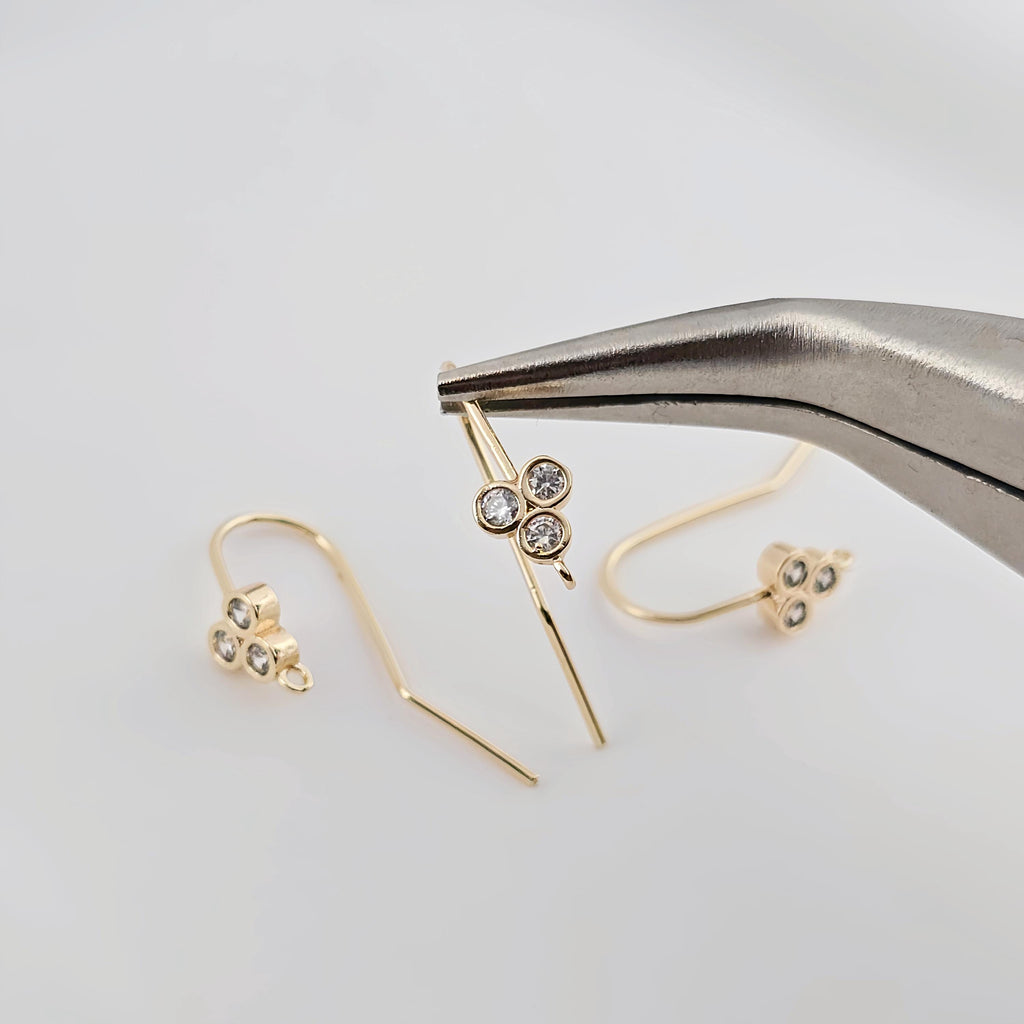 14K Gold Plated Ear Wires, Cubic Pave Earring Hooks, Nickel Free, Fish Hooks, Ear Wires for Jewelry Making ZX263