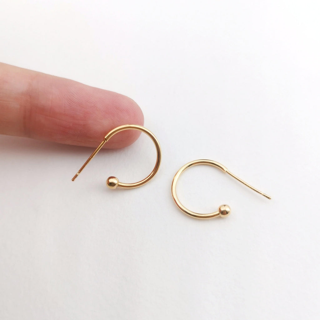 10pcs 14K Gold Plated C Shape Hoop Earring, 15mm, 20mm, 25mm, 35mm, S925 Silver Ear Pin, Huggie Hoops Earring BY003-ZX7004