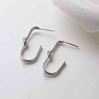 Gold Knot Earring Post, S925 Silver Ear Pin, Nickel Free Earrings, 14K Ear Stud, Tie The Knot Earring Findings GZ746