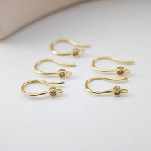 Load image into Gallery viewer, 18K Gold Plated Ear Wires, Cubic Pave Earring Hooks, Nickel Free, Fish Hooks, Ear Wires for Jewelry Making D0160