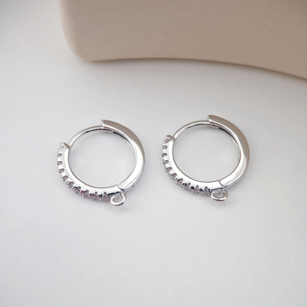 Cubic Zirconia Ear Hoops Multicolor Pave Crystal , 19*17mm, 18K Gold Plated Leverback Earrings, Huggie Hoops Earring D0154