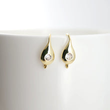 Load image into Gallery viewer, 18K Gold Plated Ear Wires, Cubic Pave Earring Hooks, Nickel Free, Fish Hooks, Ear Wires for Jewelry Making D0164