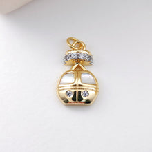 Load image into Gallery viewer, Transportation with Shell Pendant, 18K Gold, MOP Charm, Cable Car, Aircraft, Bus Charm, Earring Necklace Making Finding S1116