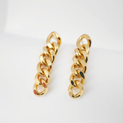 Gold Link Chain Earring Post, Chain Stud Earring Nickel Free, 18K Gold, Hypoallergenic Earring Findings S1104
