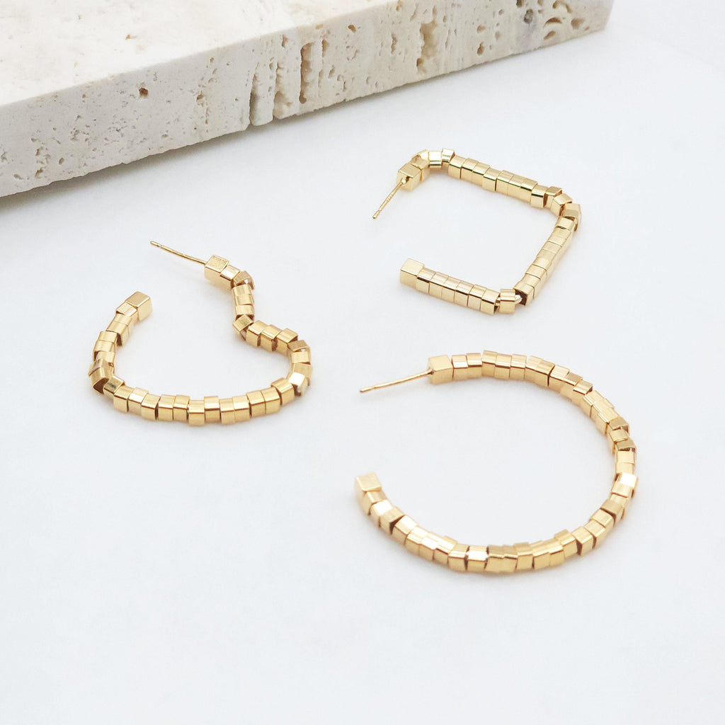 Gold Heart Earring Post, Square, Circle, S925 Silver Ear Pin Nickel Free Earrings, Vintage Ear Stud, Hypoallergenic Earring Findings ZX089