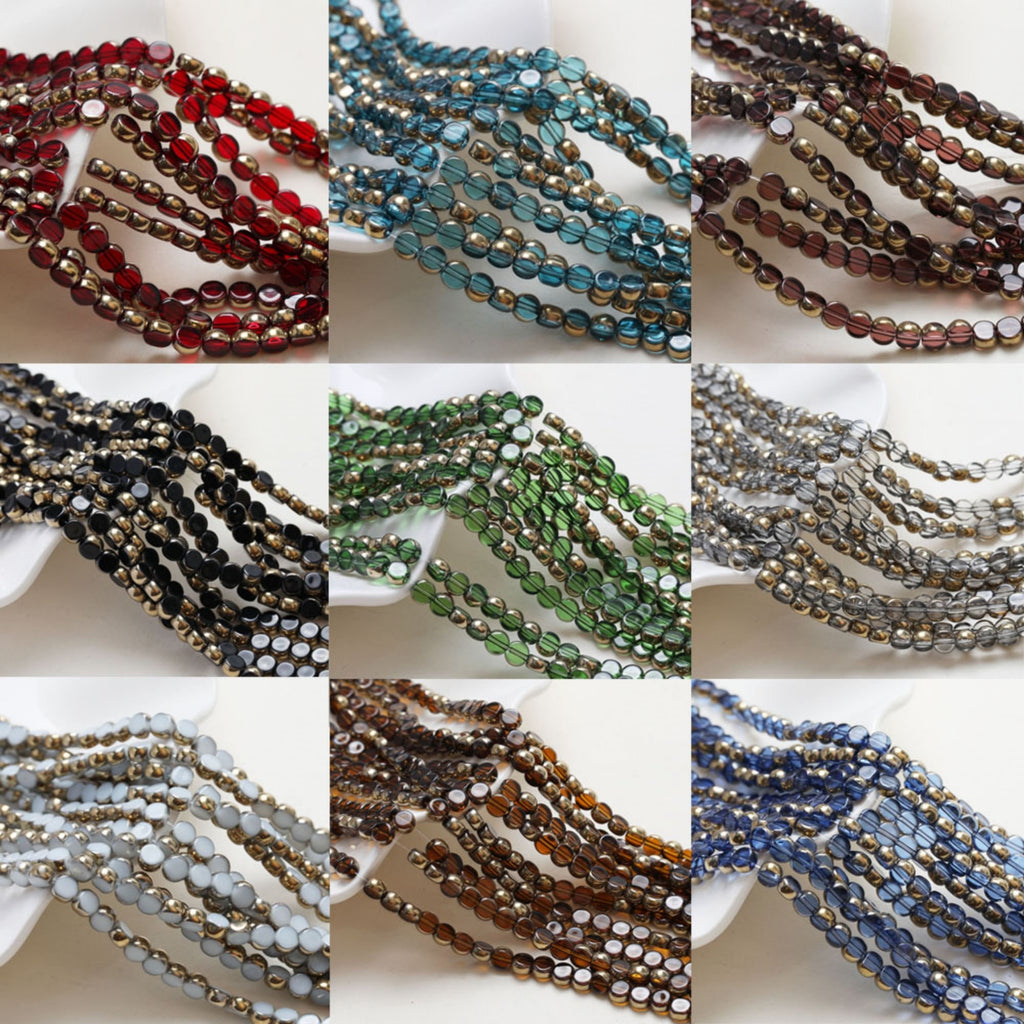 Gold Rimmed Round Glass Beads, 6*3mm, Crystal Glass Loose Beads for Jewelry Making, DIY Beads Finding GZ550