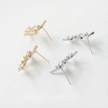 تحميل الصورة إلى عارض المعرض، قرط مزدوج مرصع بالكريستال المرصع، ذهبي/فضي، أقراط من الفضة الإسترليني 925 خالية من النيكل، نتائج قرط مضادة للحساسية GE055