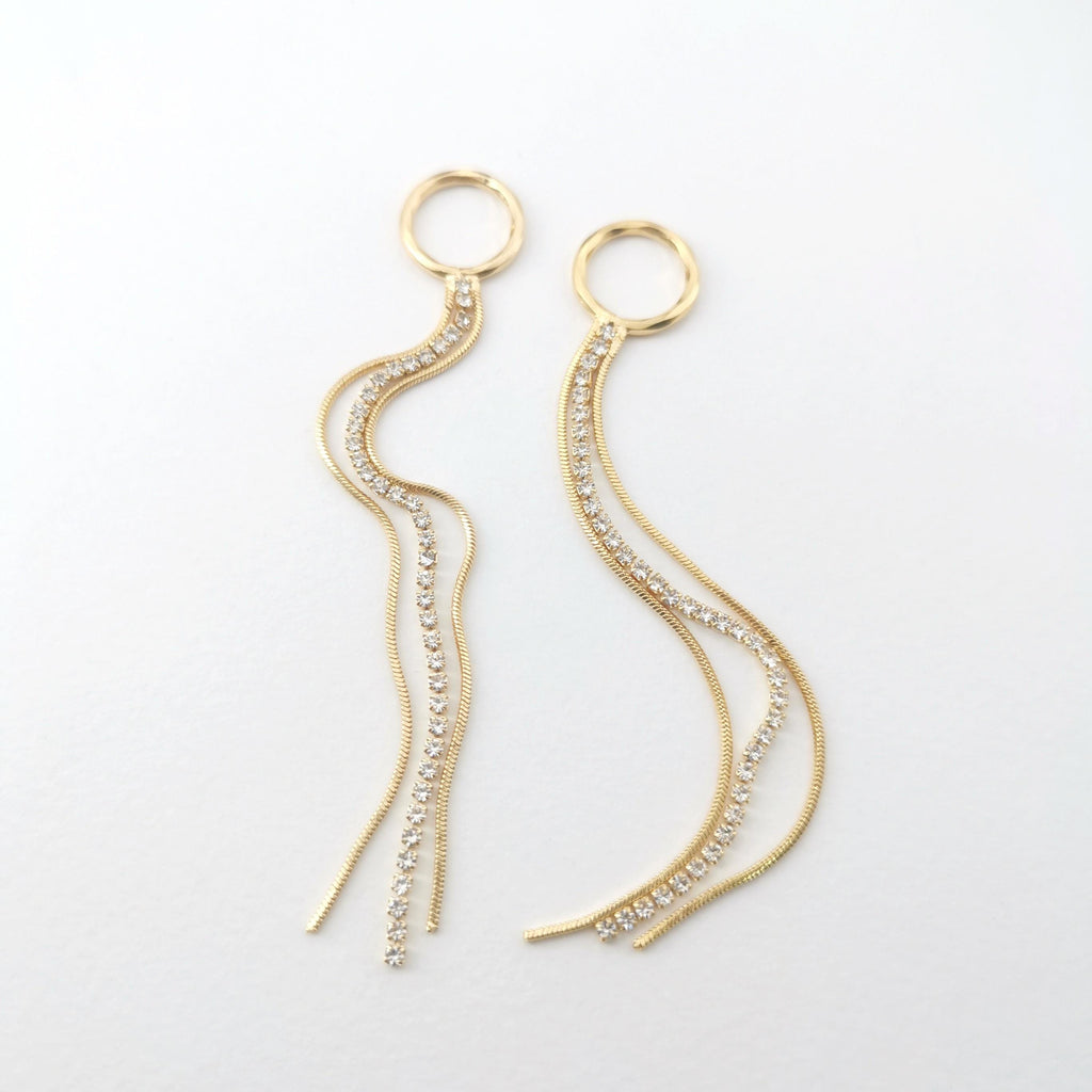 10pcs Gold Chain Tassel Pendant, Rhinestone Chain Charm, Cubic Zirconia, 18K Gold Plated Earring Chain Pendant, Earring Findings ZX085