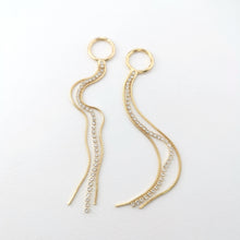 Load image into Gallery viewer, 10pcs Gold Chain Tassel Pendant, Rhinestone Chain Charm, Cubic Zirconia, 18K Gold Plated Earring Chain Pendant, Earring Findings ZX085