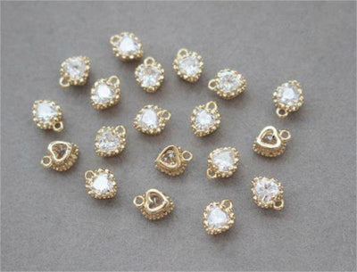 Heart Charms, Drop, Triangles Crystal Cubic Pave Pendant, 14K Gold Plated, Bracelet Necklace Making Pendants, Jewelry Findings GZ427
