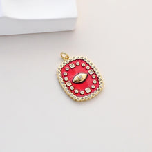 Load image into Gallery viewer, Square Charms, Enamel Devil Eye Charm, 18K Gold Plated Eye Pendant, For Necklace And Earrings Making Charm, Jewelry Findings S1343