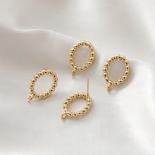 Load image into Gallery viewer, Oval Twisted Post with Loop, S925 Silver Ear Pin Nickel Free Earring, Gold/Silver Ear Stud, Hypoallergenic Earring Finding JJ015