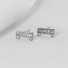 Load image into Gallery viewer, Rectangular CZ Earring Post With 2 Loops, S925 Silver Pin Nickel Free Post, 18K gold Plated, Hypoallergenic Earring Findings D0391