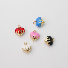 Cargar imagen en el visor de la galería, Colgante de corazón esmaltado, dijes de corazón 3D, dijes de amor chapados en oro de 18 quilates, fabricación de pulseras y collares, accesorios de joyería S1457