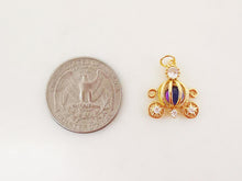 Load image into Gallery viewer, Pumpkin Carriage Charms, 18K Gold Plated CZ Pave Charms, Crystal Pave Pendant, Cinderella&#39;s Carriage Pendant, Jewelry Findings S20280